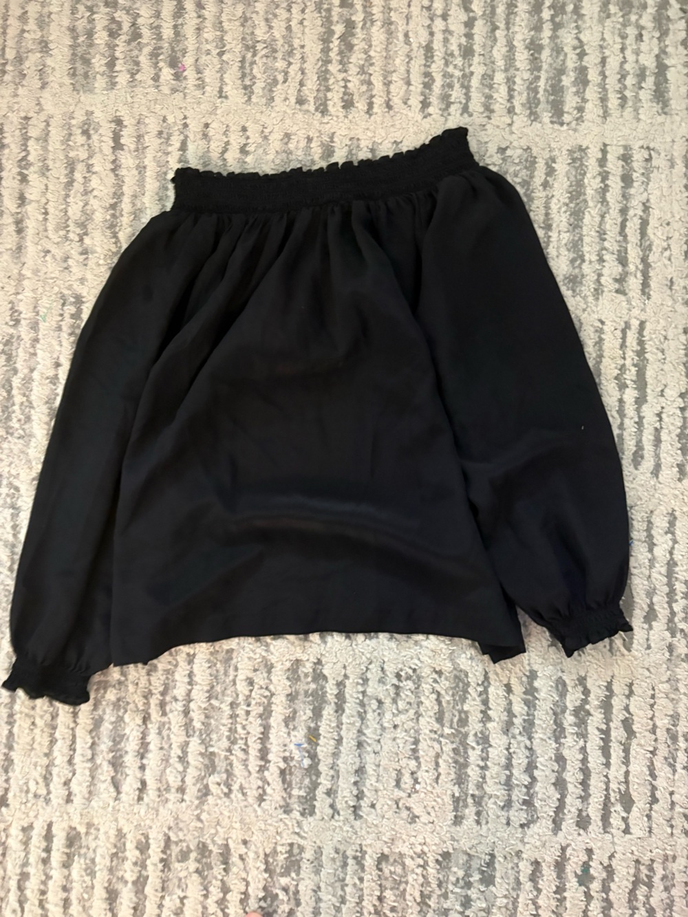 Maje 100% silk black lightweight long sleeve elasticated top blouse size L - Picture 4 of 5
